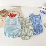 【66-90cm】ロンパース ベビー ノースリーブ チェック柄 - 画像 (6)