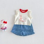 【73-120cm】タンクトップorショートパンツ 女の子 猫プリント 可愛い 子供服 - 画像 (8)