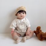 【66-90cm】セットアップ ベビー チェックサロペットロンパース&半袖Tシャツ - 画像 (9)