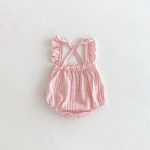 【66-90cm】サロペットロンパース ベビー フリル袖 チェック - 画像 (4)