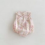 【66-90cm】ロンパース ベビー 小花柄 丸襟 ノースリーブ - 画像 (7)