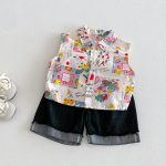 【73-100cm】シャツ or ショートパンツ ベビー 男の子 カートゥーン ノースリーブ
