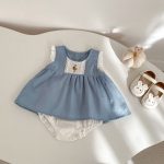 【73-110cm】セットアップ or ワンピース ベビー 女の子 韓国風 花刺繍 - 画像 (6)