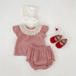 【73-110cm】セットアップ ベビー フリル襟 チェック スウィート - 画像 (4)