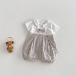 【66-90cm】カバーオール ベビー 切り替え リボン お出かけに