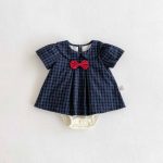 【66-90cm】ロンパース ベビー 女の子 チェックセーラー - 画像 (8)