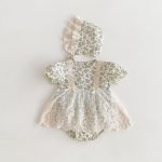 【66-90cm】ロンパース＆帽子 ベビー服 女の子 レース 花柄 - 画像 (8)