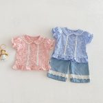 【73-120cm】シャツ or パンツ ベビー 女の子 小花柄 レース フリル