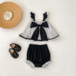 【73-110cm】セットアップ ベビー 女の子 チェック柄 リボン
