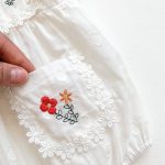 【66-100cm】ロンパース ベビー 女の子 花刺繍 スクエアネック - 画像 (9)