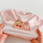 【73-120cm】Tシャツ うさぎプリント 可愛い フリル 韓国風 トップス - 画像 (16)