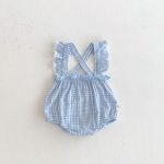 【66-90cm】サロペットロンパース ベビー フリル袖 チェック - 画像 (5)