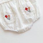 【66-100cm】ロンパース ベビー 女の子 花刺繍 スクエアネック - 画像 (10)