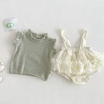 【66-90cm】ニットベスト or サロペットロンパース ベビー 女の子 おしゃれ チュール - 画像 (3)
