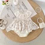 【66-90cm】ロンパースドレス ベビー服 女の子 ノースリーブ 丸襟 花柄 - 画像 (4)
