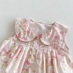 【66-90cm】ロンパース ベビー 小花柄 丸襟 ノースリーブ - 画像 (8)
