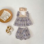 【66-100cm】セットアップ ベビー フラワー ギンガム
