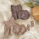 【66-100cm】セットアップ ベビー チェック フリル トップス&パンツ - 画像 (9)