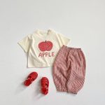 【80-130cm】セットアップ キッズ服 フルーツ柄 トップス&チェックショートパンツ - 画像 (10)