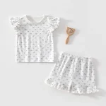 【73-110cm】セットアップ ベビー 女の子 ナチュラル 肩フリル - 画像 (4)