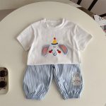 【80-120cm】セットアップ ゾウ柄 シャツ&ストライプパンツ - 画像 (12)