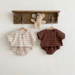 【66-100cm】セットアップ ベビー 韓国風 ボーダーワッフル - 画像 (4)