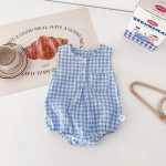 【66-90cm】ロンパース ベビー ノースリーブ チェック柄 - 画像 (8)