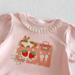 【73-120cm】Tシャツ うさぎプリント 可愛い フリル 韓国風 トップス - 画像 (17)