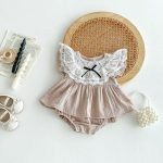 【66-90cm】ロンパースドレス ベビー スウィート レース - 画像 (2)
