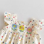 【66-90cm】ロンパース ベビー 可愛い フラワー ドット - 画像 (9)