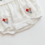 【66-100cm】ロンパース ベビー 女の子 花刺繍 スクエアネック - 画像 (11)