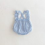 【66-90cm】サロペットロンパース ベビー フリル袖 チェック - 画像 (6)