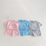 【80-130cm】セットアップ キッズ服 カジュアル ロゴ刺繍