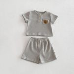 【73-110cm】セットアップ ベビー 男の子 ワッフル くま柄 - 画像 (8)