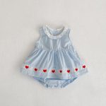 【66-90cm】ロンパースワンピース ベビー ハート 刺繍 - 画像 (5)