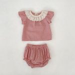 【73-110cm】セットアップ ベビー フリル襟 チェック スウィート - 画像 (5)