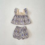 【66-100cm】セットアップ ベビー フラワー ギンガム - 画像 (6)