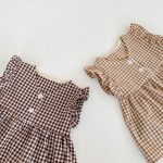 【66-100cm】セットアップ ベビー チェック フリル トップス&パンツ - 画像 (10)