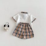 【73-120cm】半袖Tシャツ or チェックショートパンツ 韓国風 刺繍ロゴ - 画像 (8)