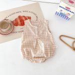 【66-90cm】ロンパース ベビー ノースリーブ チェック柄 - 画像 (10)