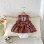 【66-90cm】ロンパース レッド チェック 可愛い ベビー服 - 画像 (9)