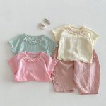 【73-120cm】Tシャツ ベビー 女の子 フリル 蝶結び - 画像 (11)