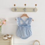 【66-90cm】サロペットロンパース ベビー フリル袖 チェック - 画像 (8)