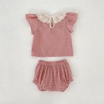 【73-110cm】セットアップ ベビー フリル襟 チェック スウィート - 画像 (6)