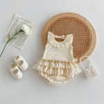 【66-90cm】セットアップ ベビー服 ノースリーブ フリル襟 トップス＆スカートパンツ - 画像 (2)