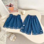 【73-120cm】セットアップ ベビー 女の子 デニムトップス&パンツ ノースリーブ - 画像 (6)