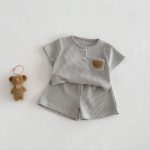【73-110cm】セットアップ ベビー 男の子 ワッフル くま柄 - 画像 (4)