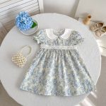 【66-130cm】ロンパースorワンピース ブルー 花柄 姉妹服 - 画像 (5)