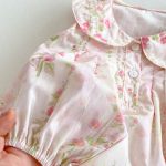 【66-90cm】ロンパース ベビー 小花柄 丸襟 ノースリーブ - 画像 (10)