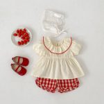 【73-110cm】セットアップor帽子 ベビー チェック柄 通園・お出かけに - 画像 (5)